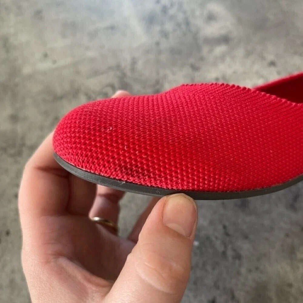 rothy’s bright red rounded toe knit flats womens size 8